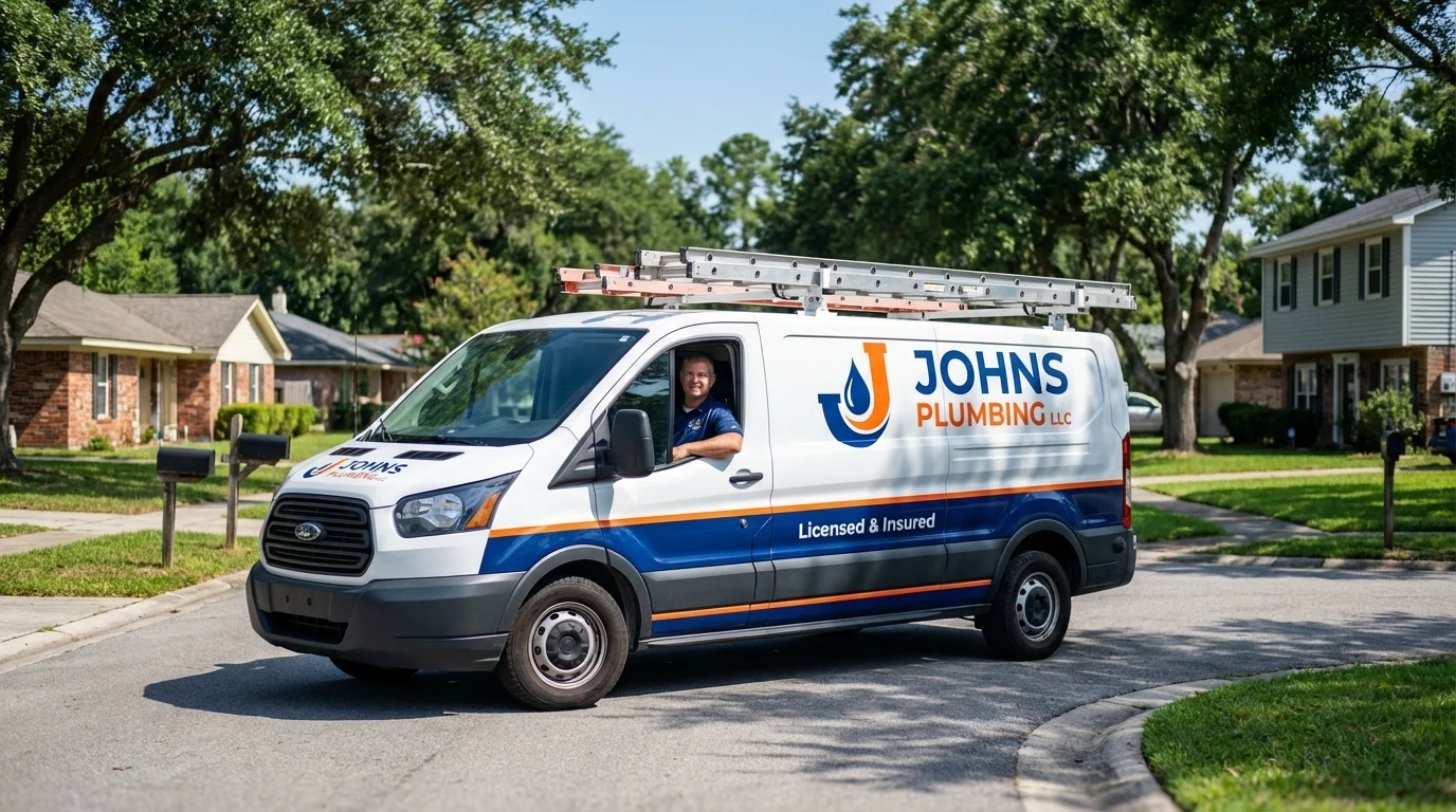 Johns Plumbing LLC service van in Fort Stockton, TX