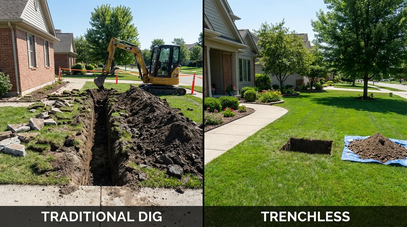 Trenchless sewer repair with minimal yard damage versus traditional excavation in Fort Stockton, TX